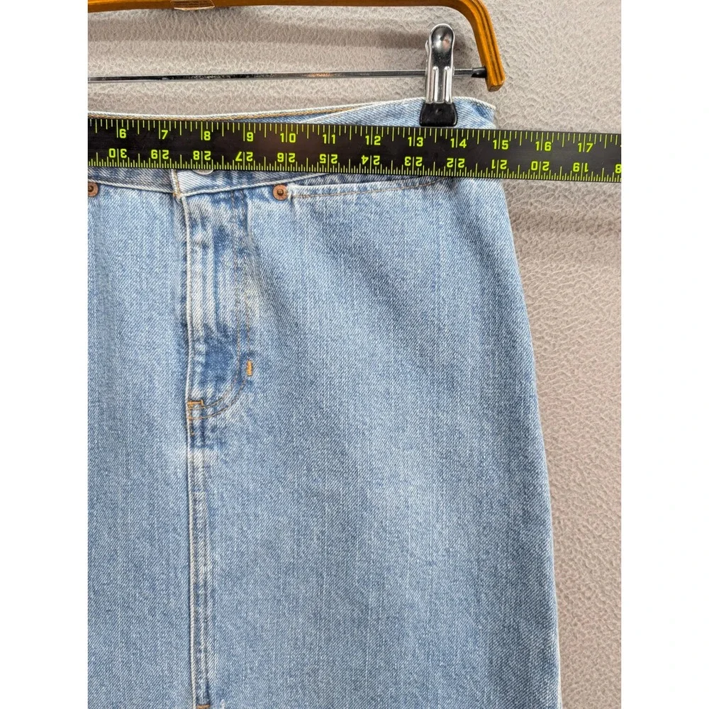 Vintage GAP Denim Midi‎ Skirt Size 6 Short Rivet Cotton 90s Classic Retro Slit
